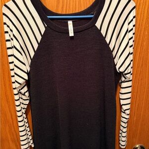 Magic Fit Black and White Striped Long Sleeve Top